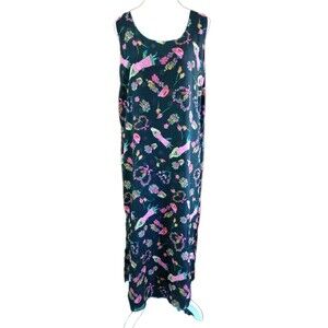 Reversible Black Maxi Dress Hearts/polka Dots Sz XL Boho Fairy Whimsical 90s Y2K
